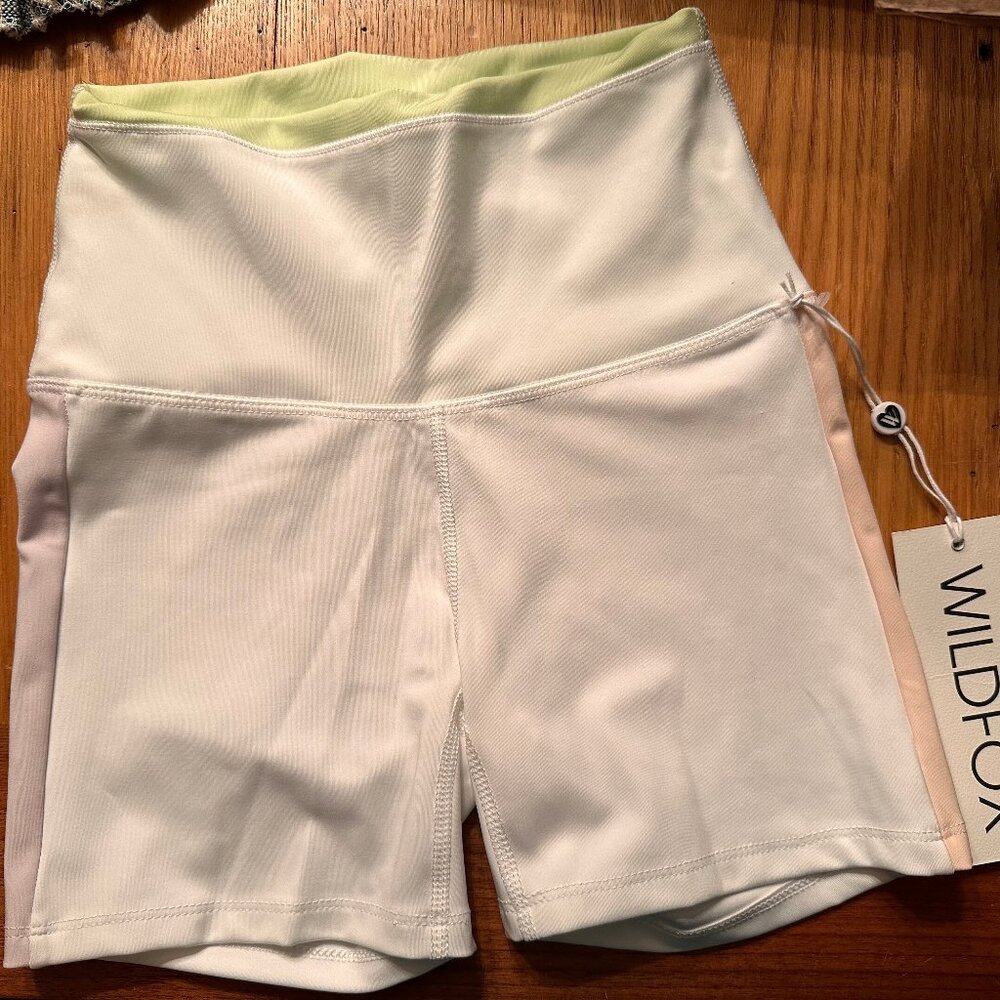 Wildfox High Rise Blake 4” Inseam Bike Shorts in White NWT
